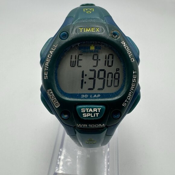 Timex Ironman Triathlon Digital Watch Men Green 33MM Dial New Battery 9 Inch - Picture 1 of 11